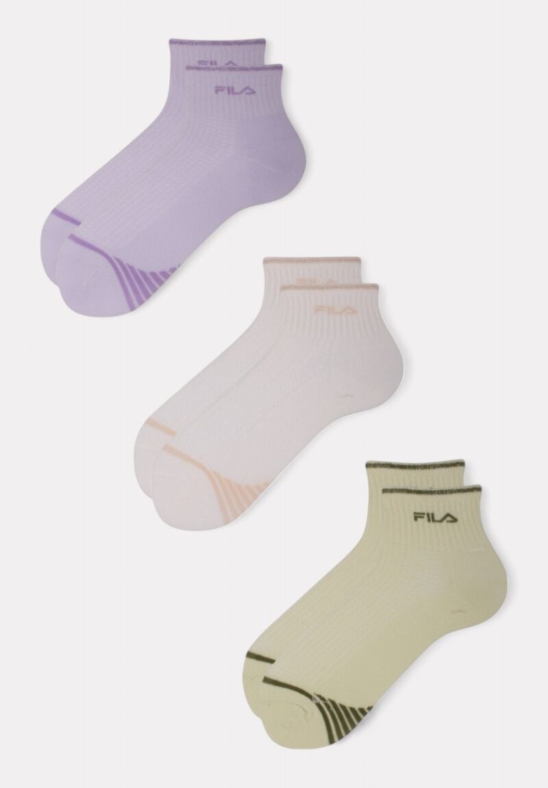 Παιδικές Κάλτσες FILA - Σετ 3 Ζευγάρια Λιλά/ Εκρού/ Λαχανί