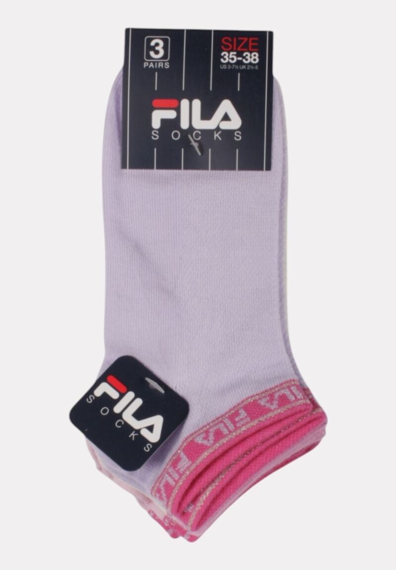 FILA Παιδικές Κάλτσες Σετ 3 Ζεύγη - Ροζ, Μωβ & Εκρού