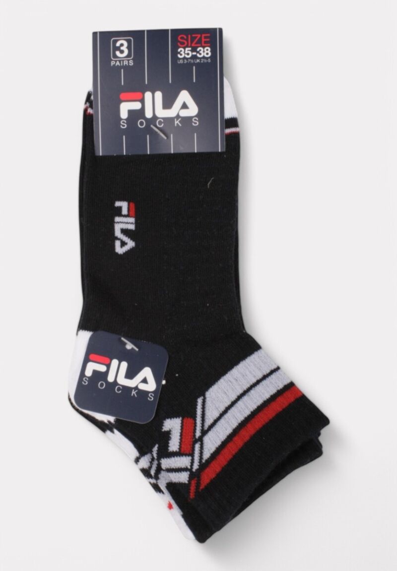 Παιδικές Κάλτσες FILA (Σετ 3 Ζευγάρια) – Μαύρο & Άσπρο