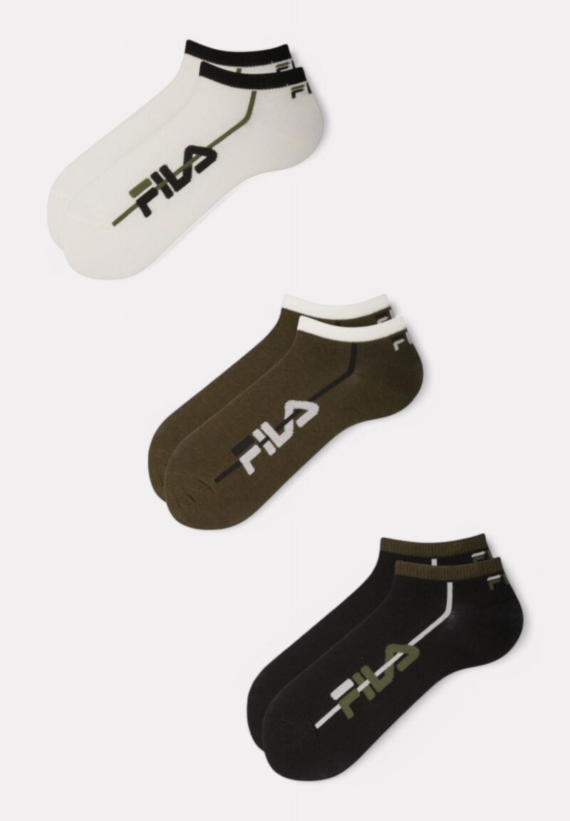 FILA Παιδικές Κάλτσες (3 Ζευγάρια) - Λευκό/Χακί/Μαύρο