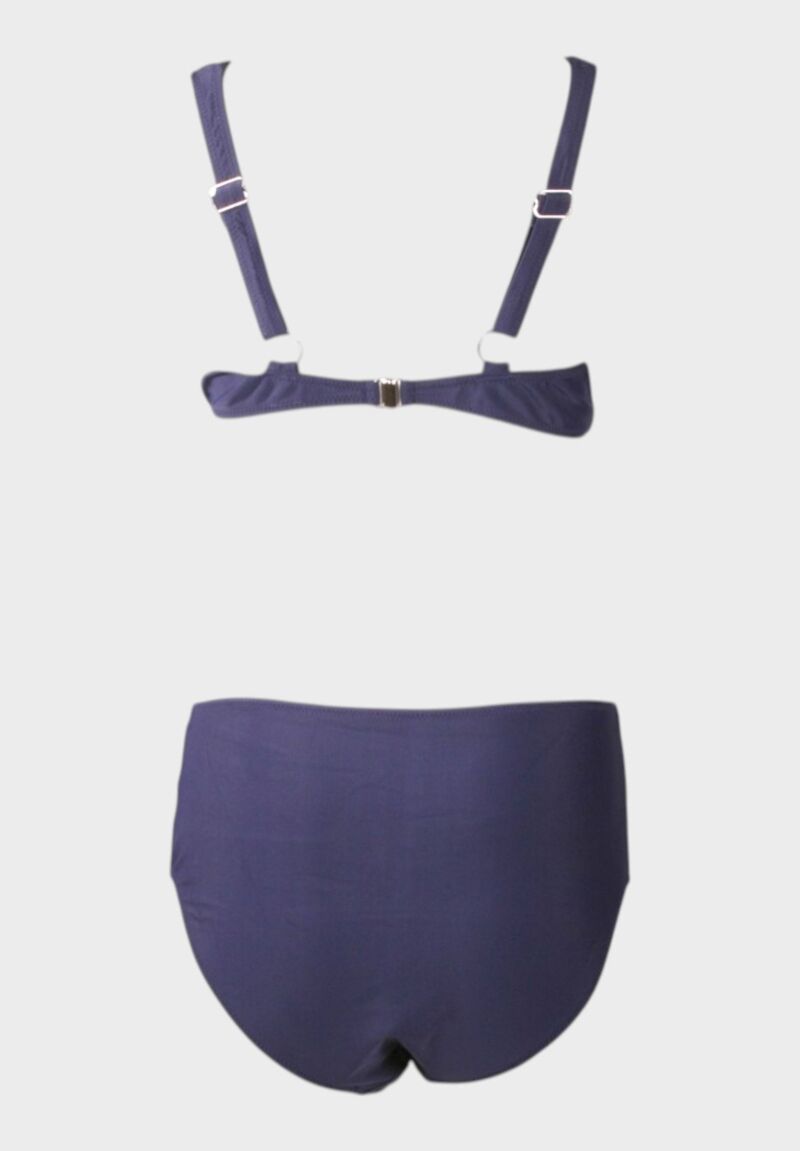 Μπλε γυναικείο σετ μαγιό με τοπ τύπου bralette και ψηλόμεσο σλιπ