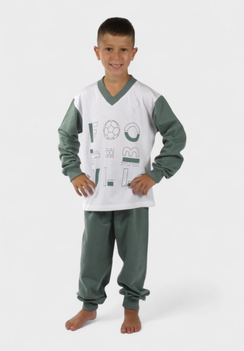 Παιδική Πιτζάμα Αγόρι Φούτερ Χριστίνα Football Λαδί| 100% Βαμβακερή
