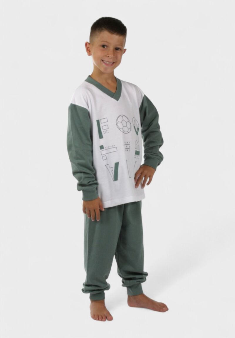 Παιδική Πιτζάμα Αγόρι Φούτερ Χριστίνα Football Λαδί| 100% Βαμβακερή