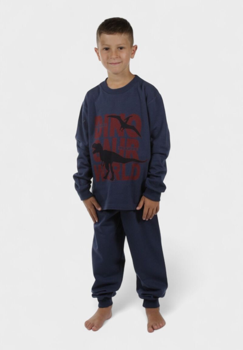 Παιδική Πιτζάμα Αγόρι Dinosaur Μπλε – Χριστίνα | 100% Βαμβακερή