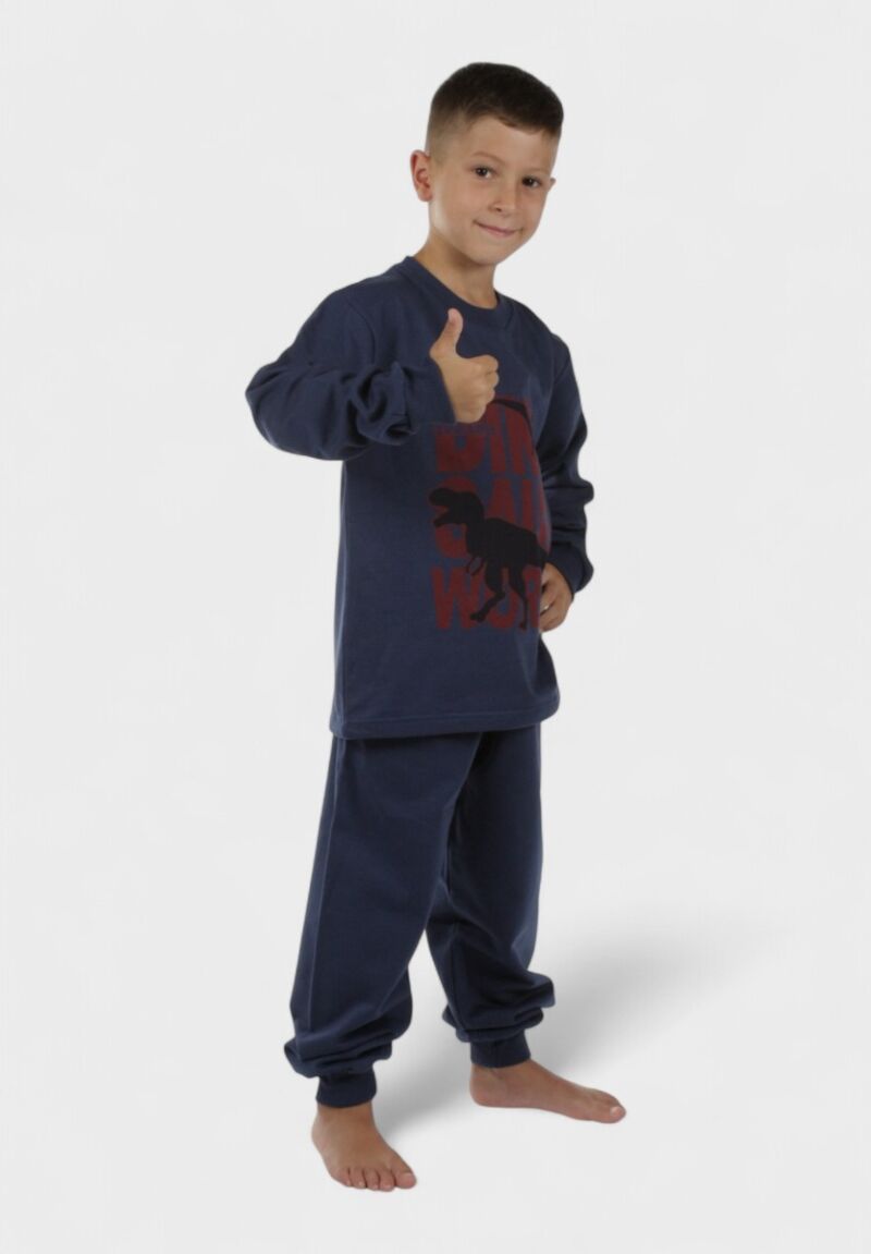 Παιδική Πιτζάμα Αγόρι Dinosaur Μπλε – Χριστίνα | 100% Βαμβακερή