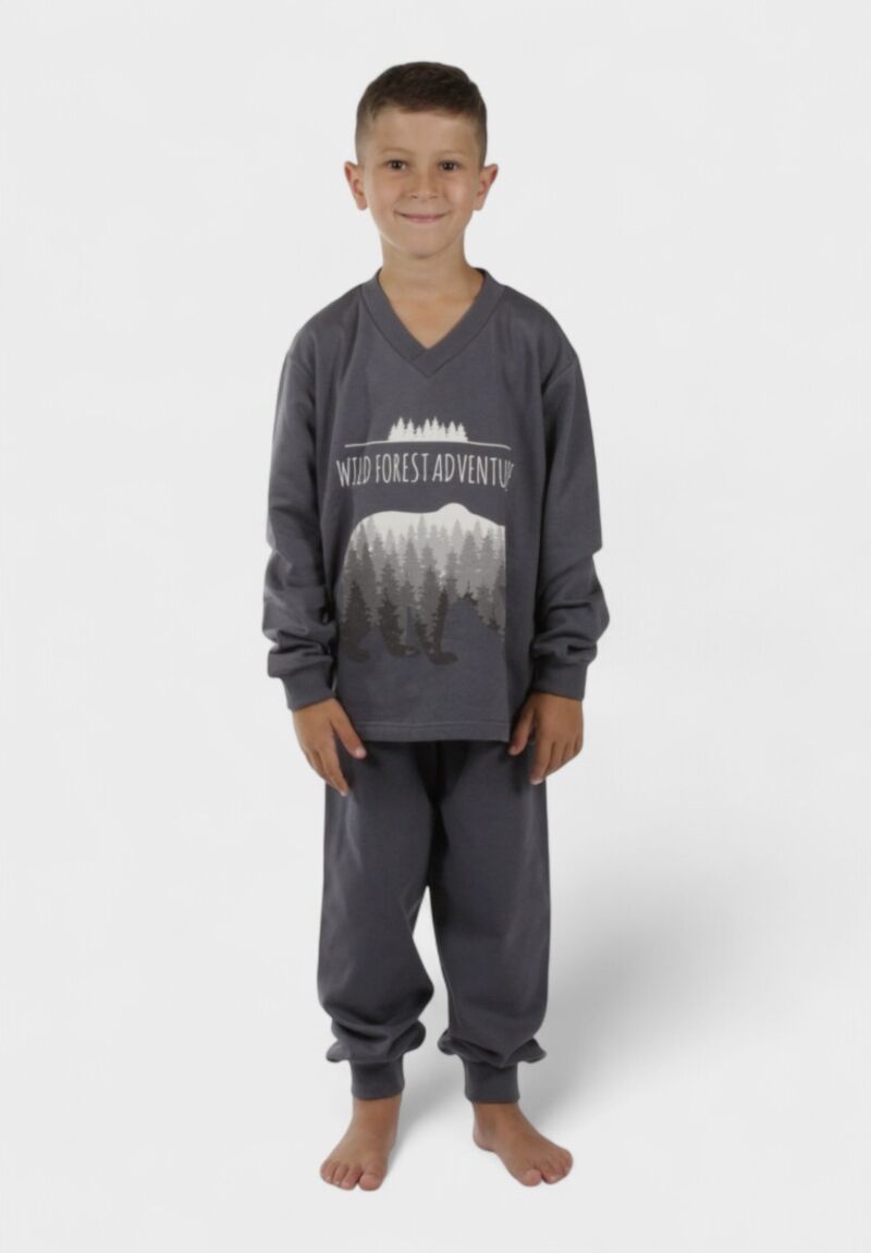 Πιτζάμα για Αγόρι Εφηβική Φούτερ Wild Forest Ανθρακί– Χριστίνα 