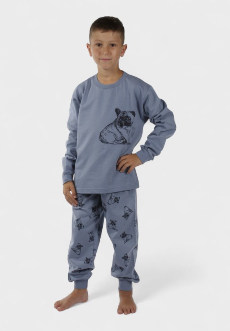 Παιδική Πιτζάμα Φούτερ με Bulldog Χριστίνα 100% Βαμβάκι Σιέλ