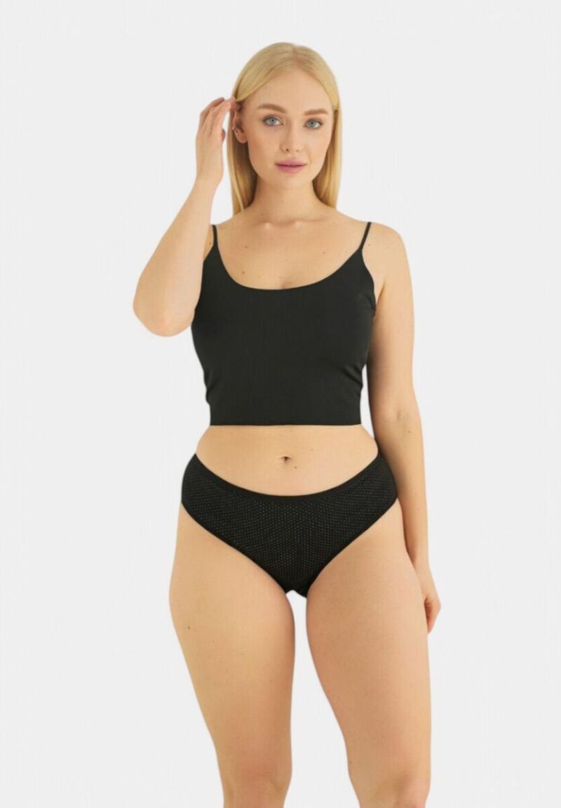 Σλίπ Midi ψηλοκάβαλα Sexen Little Dots Amelia Black 5 τεμ. 