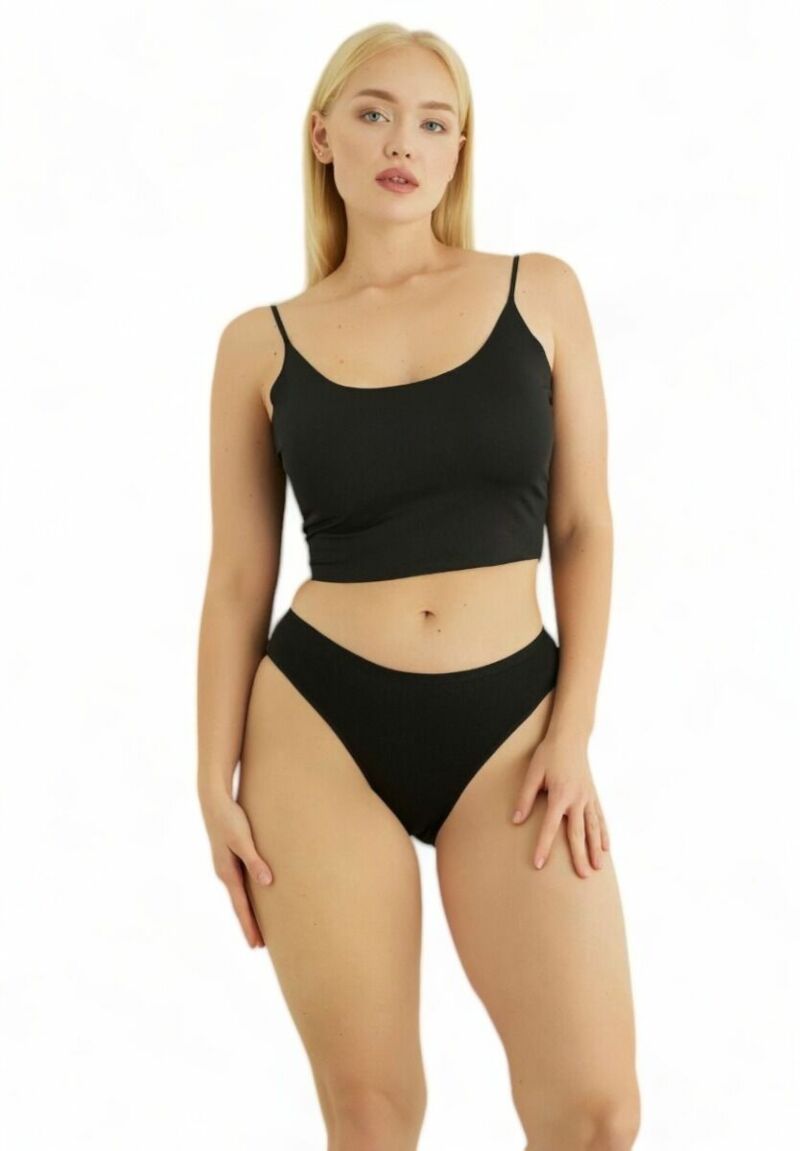 Σλιπ Mini μονόχρωμο Sexen Black Aurelia σε οικονομική συσκευασία 5 Τεμ.