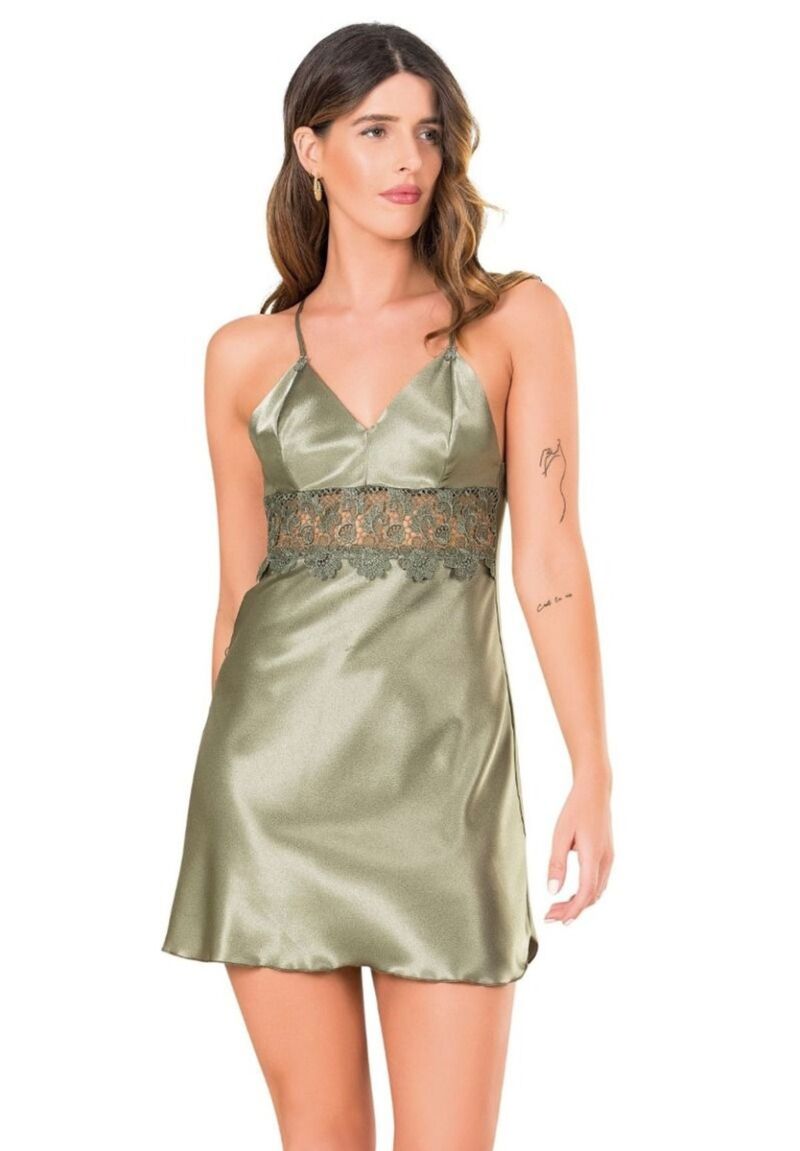 Babydoll Νυχτικό σατέν Olive