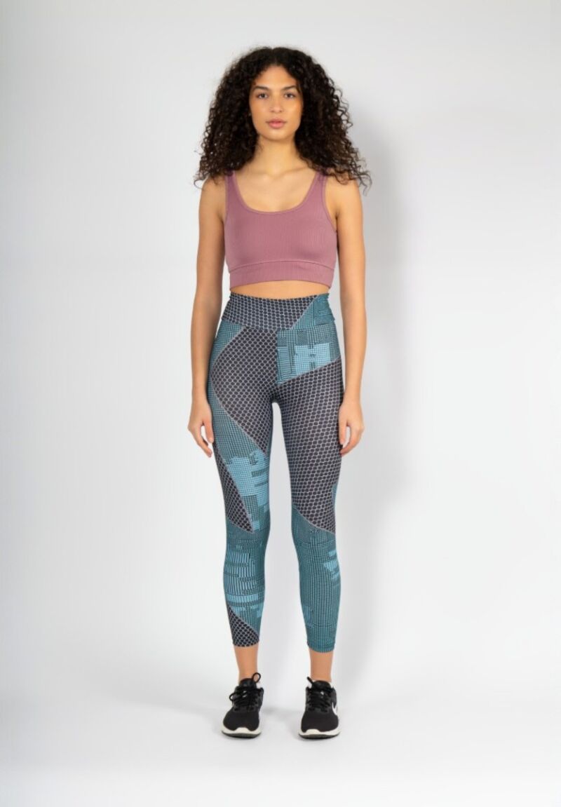 Γυναικείο Κολάν Nina Club Γεωμετρικό Μπλε Ψηλόμεσο