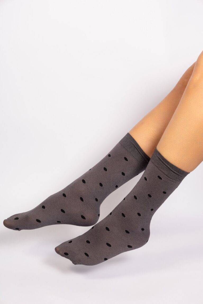 Σοσόνια γυναικεία ημίκοντα πουά  Black Linea D'oro