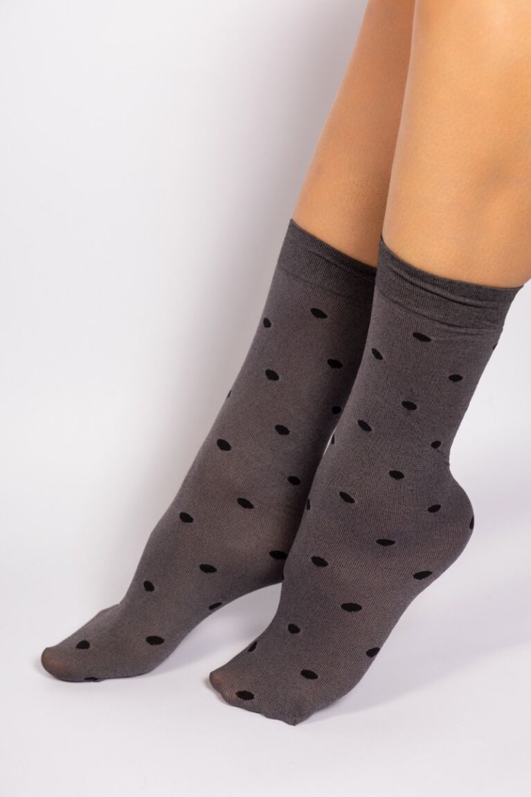 Σοσόνια γυναικεία ημίκοντα πουά  Black Linea D'oro