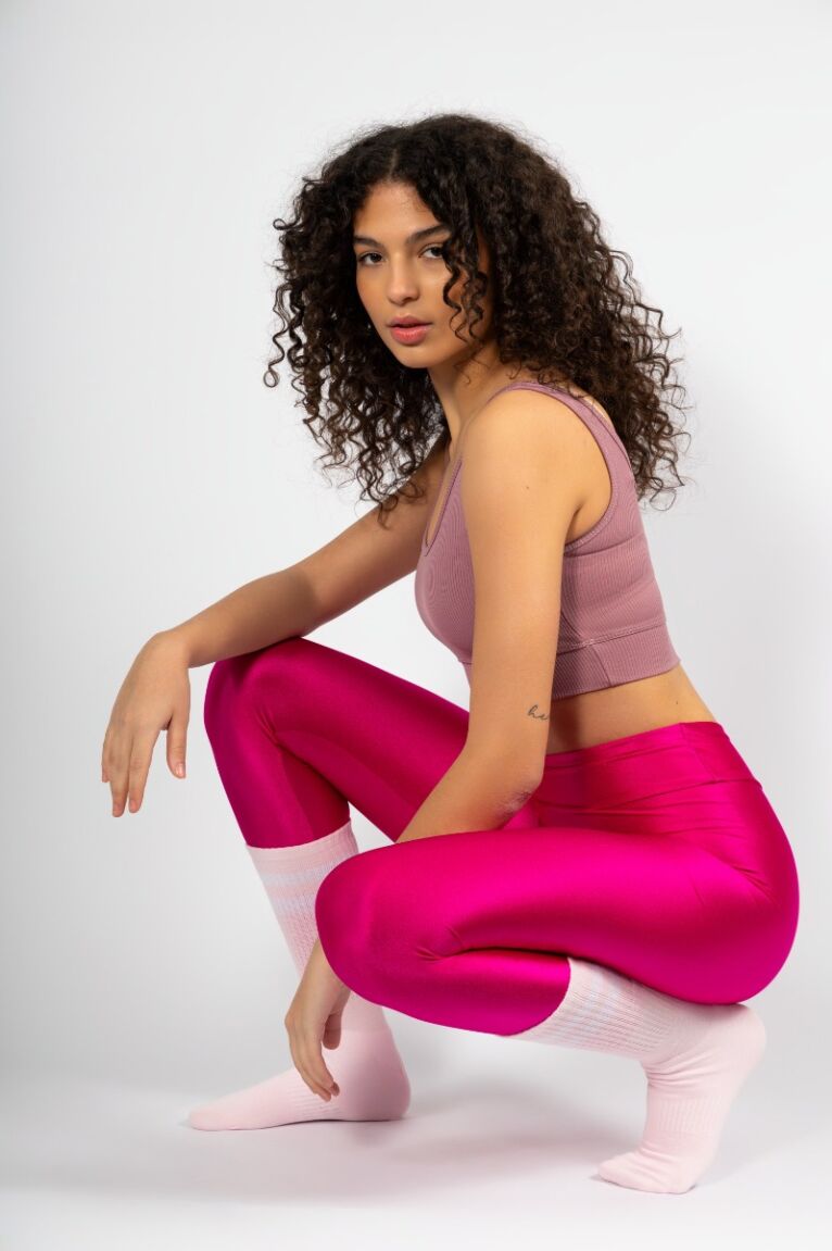 Κολάν γυναικείο γυαλιστερό Trendy Nina Club Ματζέντα