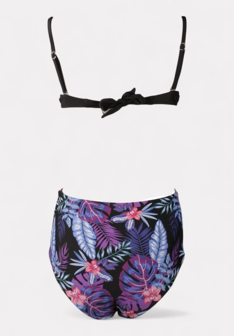 Γυναικείο Μπικίνι Ψηλόμεσο Μαύρο-Τροπικό