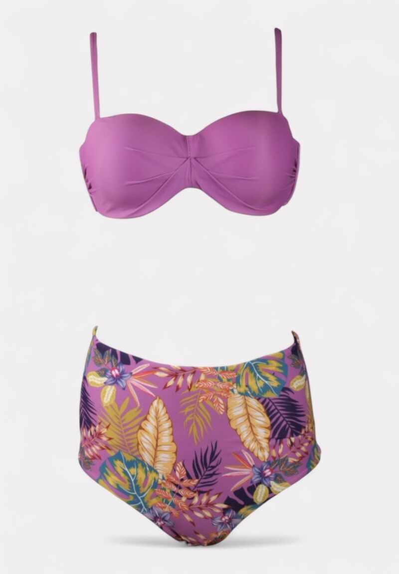 Γυναικείο Μπικίνι Ψηλόμεσο Μωβ-Τροπικό