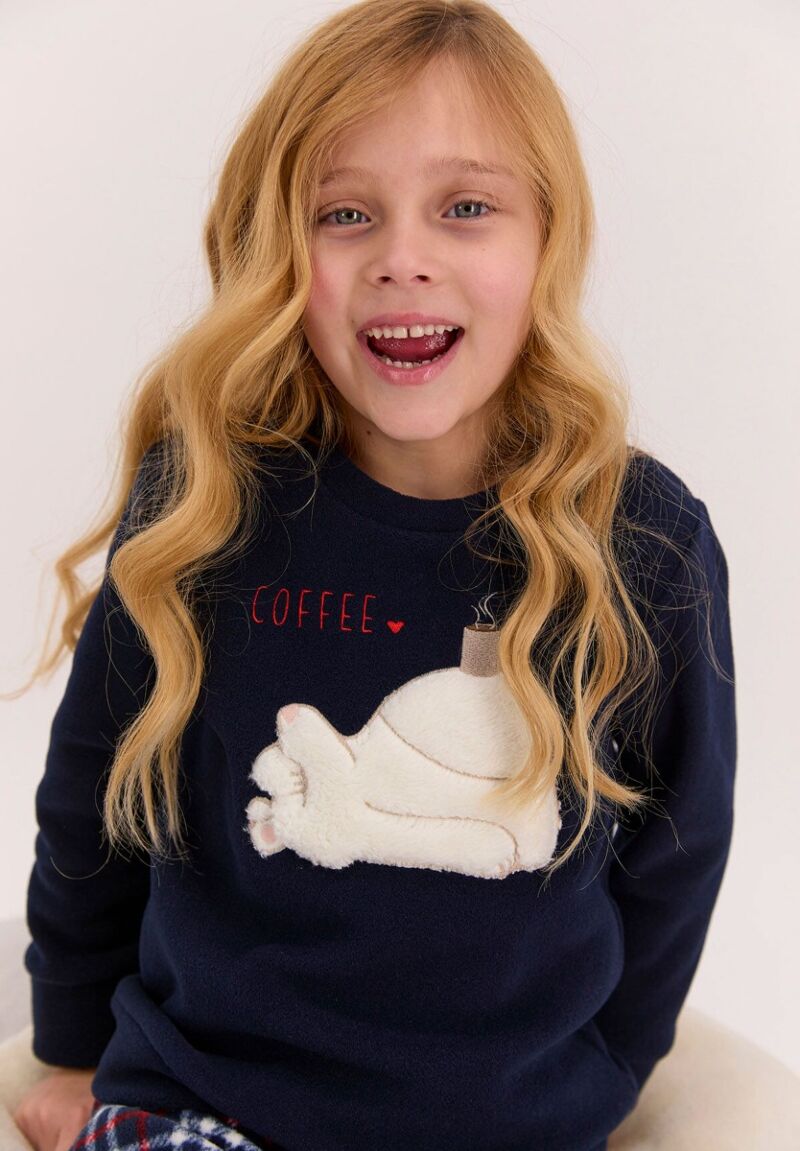 Πιτζάμα εφηβική κορίτσι Fleece Arnetta Καρό