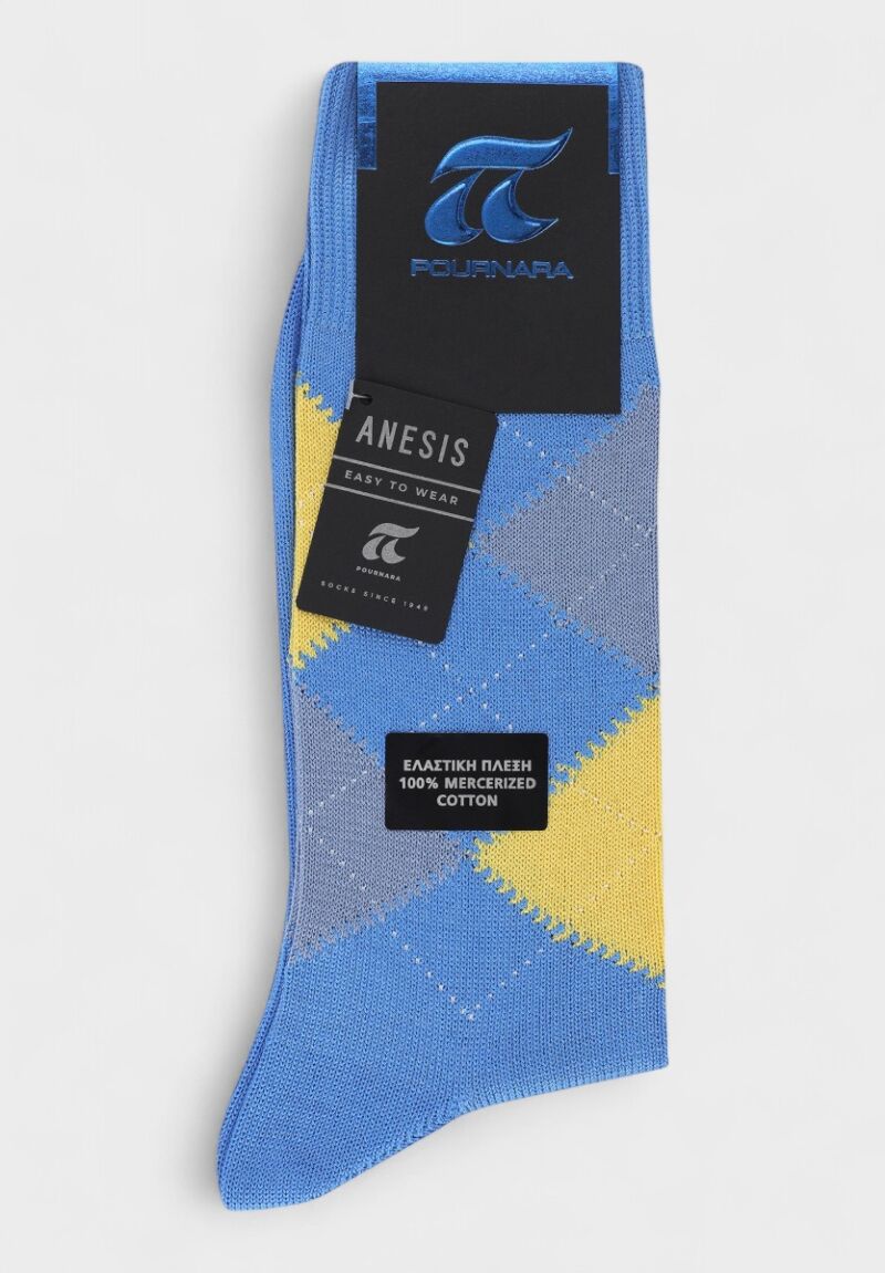 ANESIS Βαμβακερή Κάλτσα Pournara Με Ρόμβους & Άνετη Εφαρμογή Σιελ