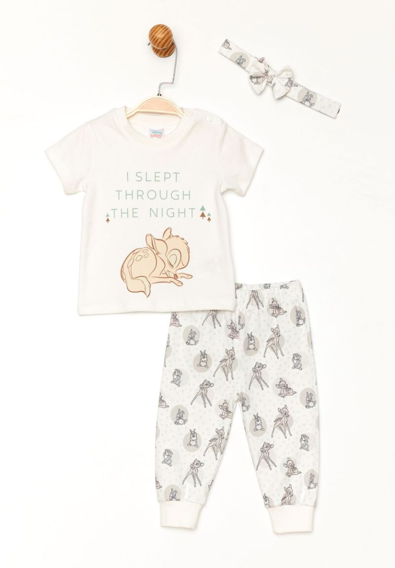 Σετ πιτζάμα βρεφική με κορδέλα μαλλιών Bambi