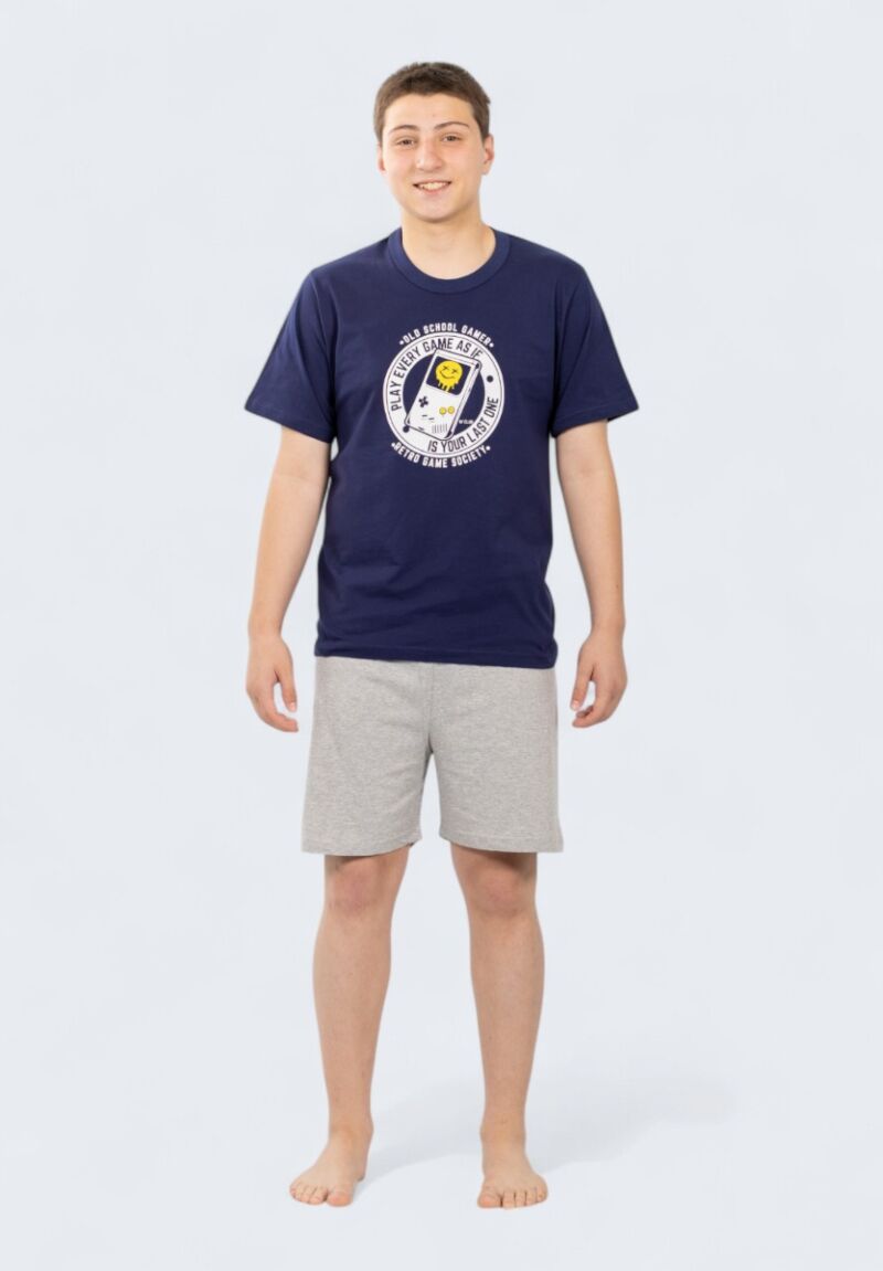 Εφηβική Πιτζάμα Retro Game Society Μπλε – Nina Club | 100% Βαμβάκι