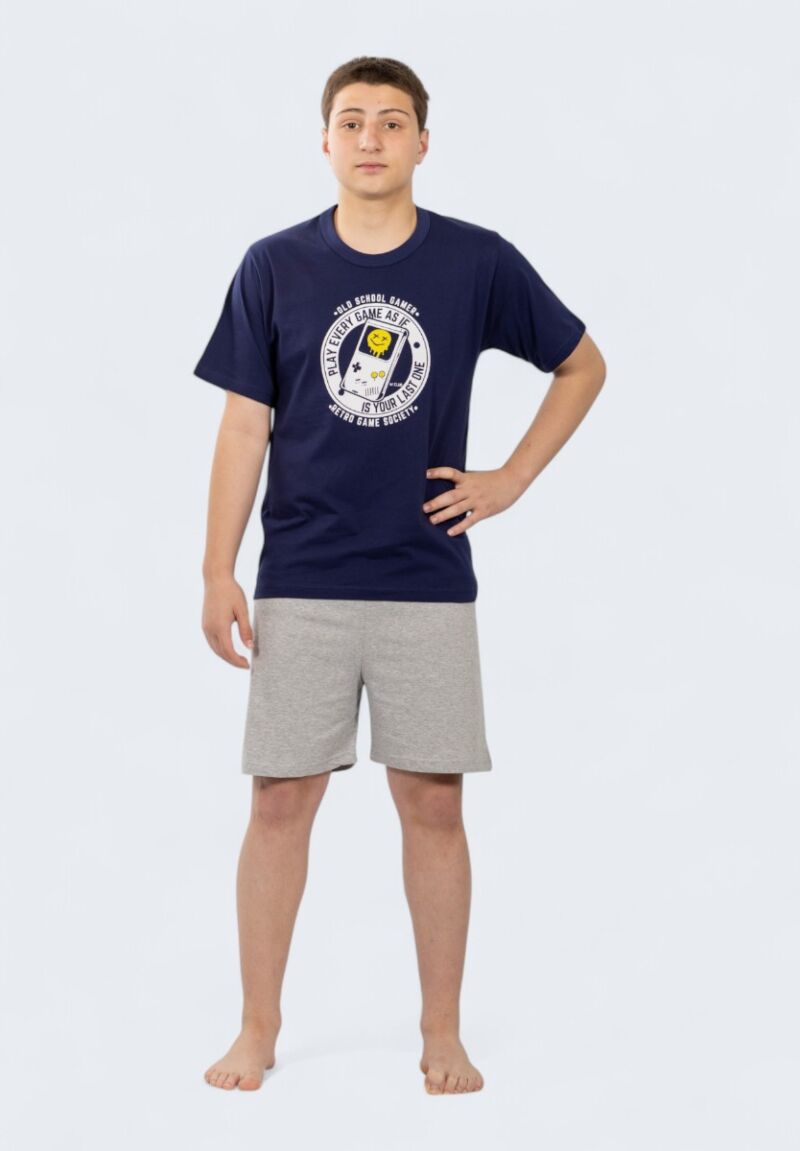 Εφηβική Πιτζάμα Retro Game Society Μπλε – Nina Club | 100% Βαμβάκι