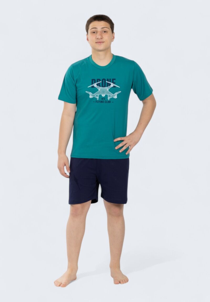 Εφηβική Πιτζάμα Drone Flying Club Πετρόλ– Nina Club | 100% Βαμβάκι