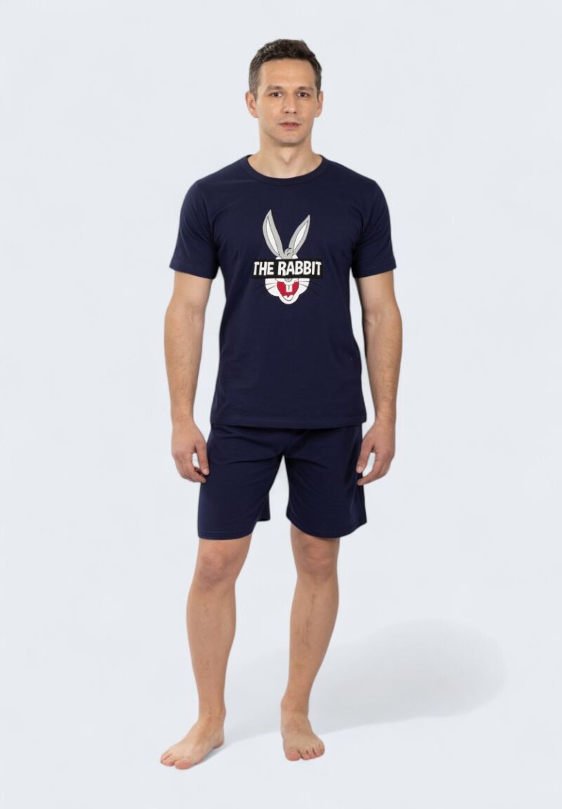 Πιτζάμα Ανδρική Nina Club "The Rabbit" 100% Βαμβάκι Μπλέ