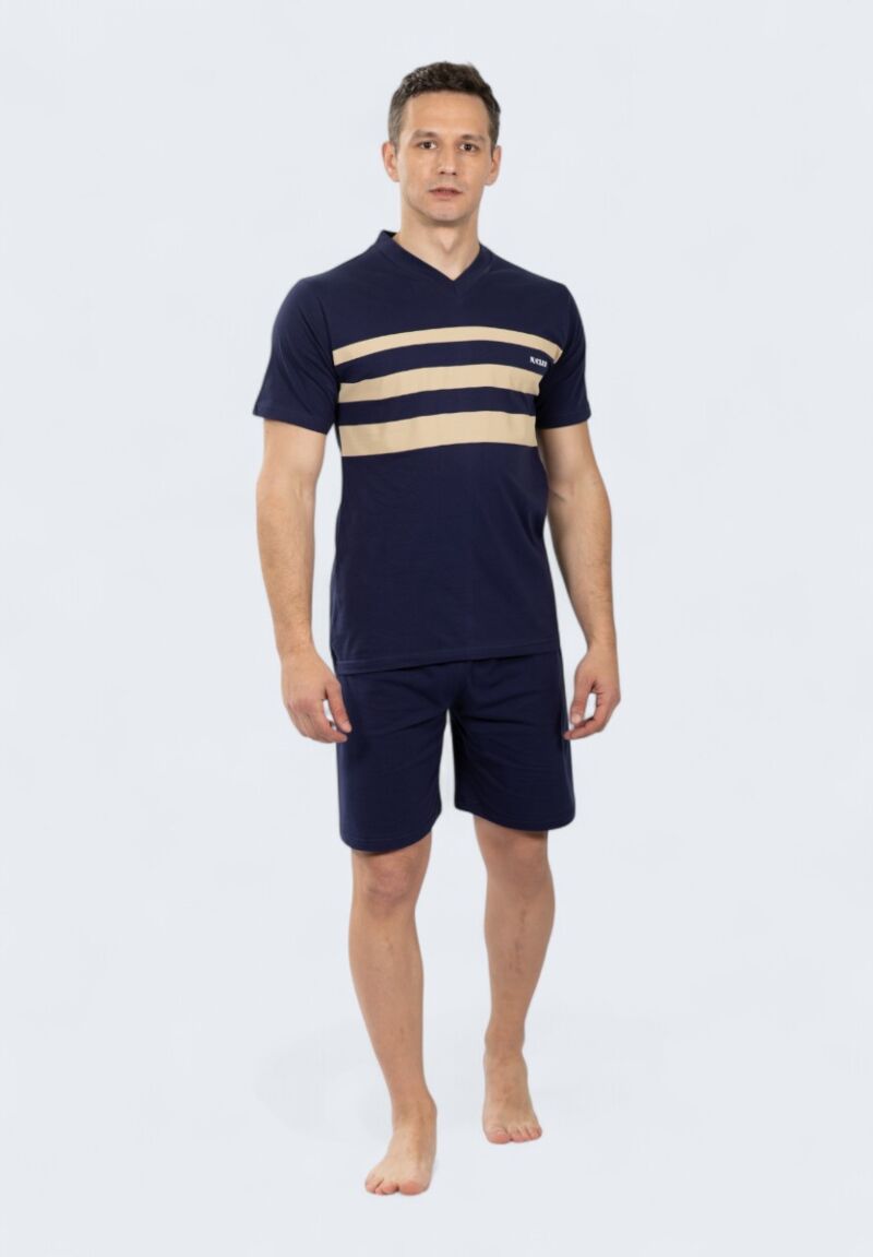 Ανδρική Πιτζάμα Nina Club Ριγέ 100% Βαμβάκι Μπλέ