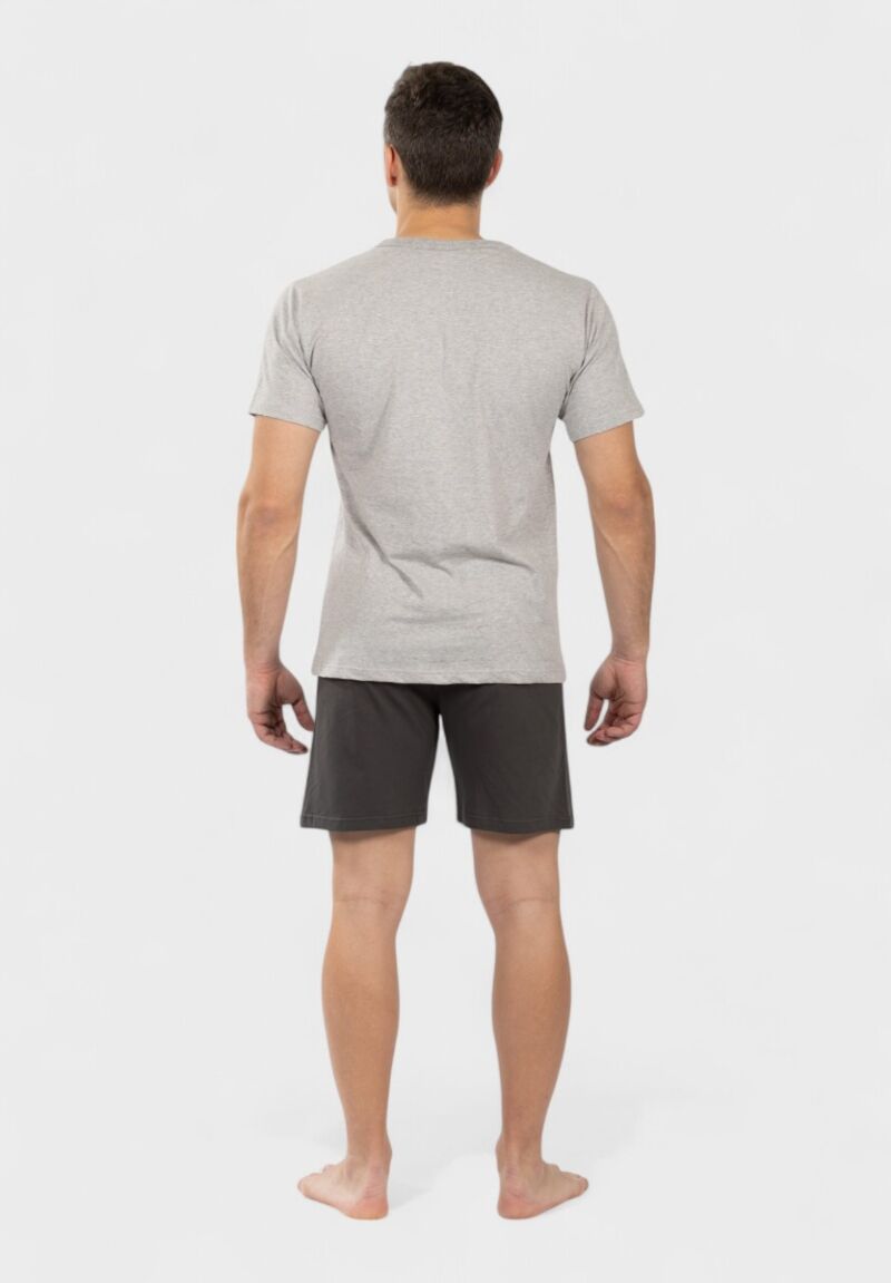 Ανδρική Πιτζάμα Nina Club 100% Βαμβάκι με κυκλικό logo “Lounge 102” Γκρί 