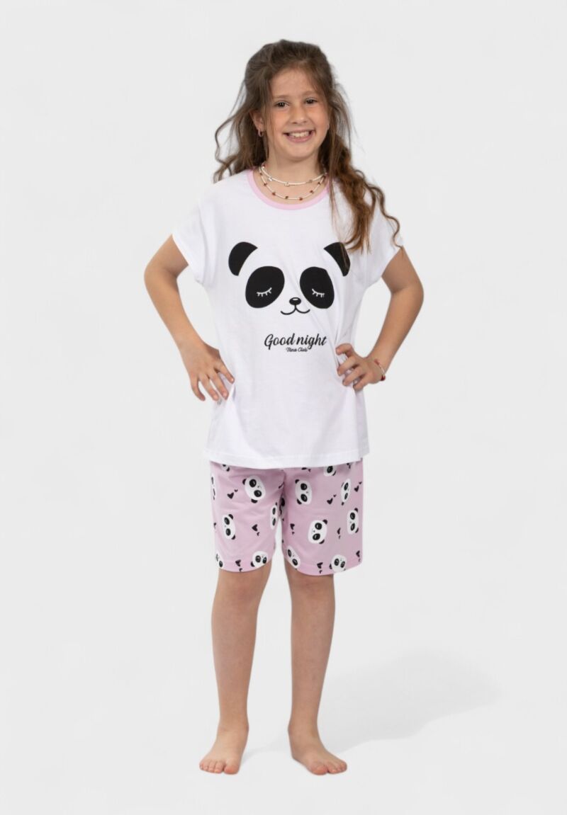 Πιτζάμα Εφηβική Panda Nina Club 100% Βαμβάκι Ροζ