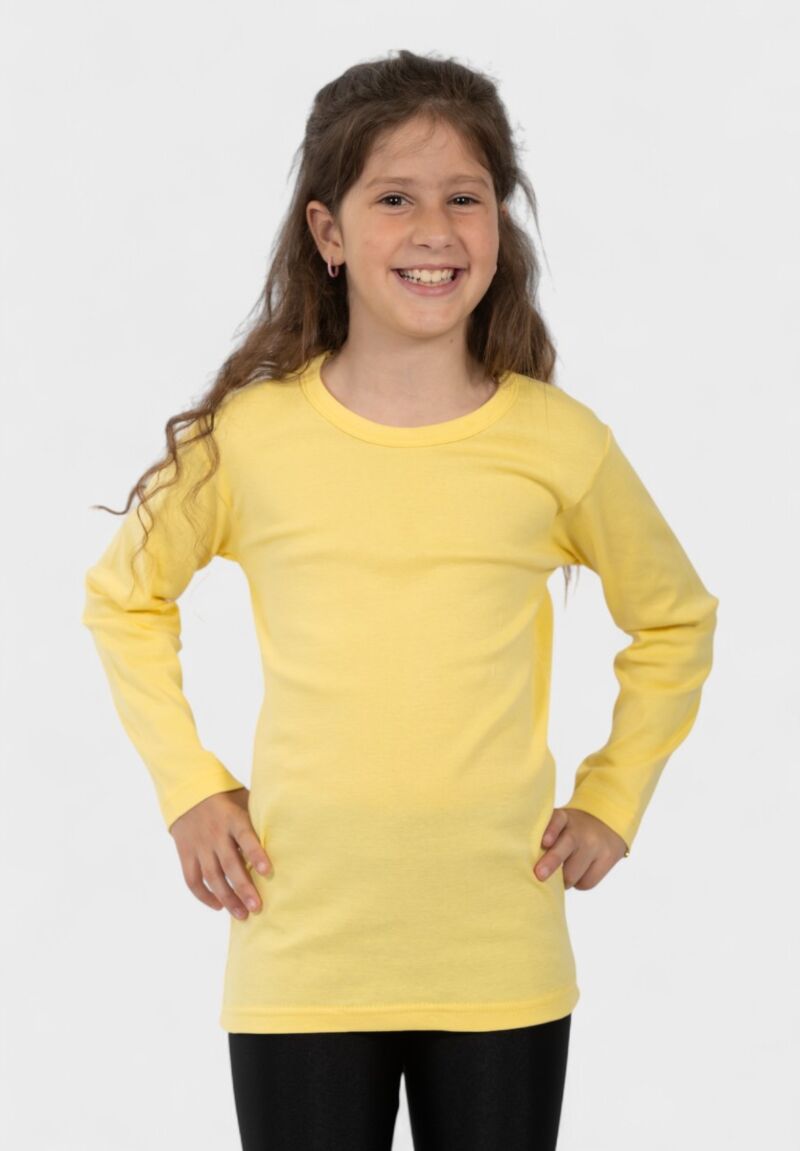 Παιδικό Φανελάκι Μακρυμάνικο 100% Βαμβακερό Κίτρινο | Nina Club