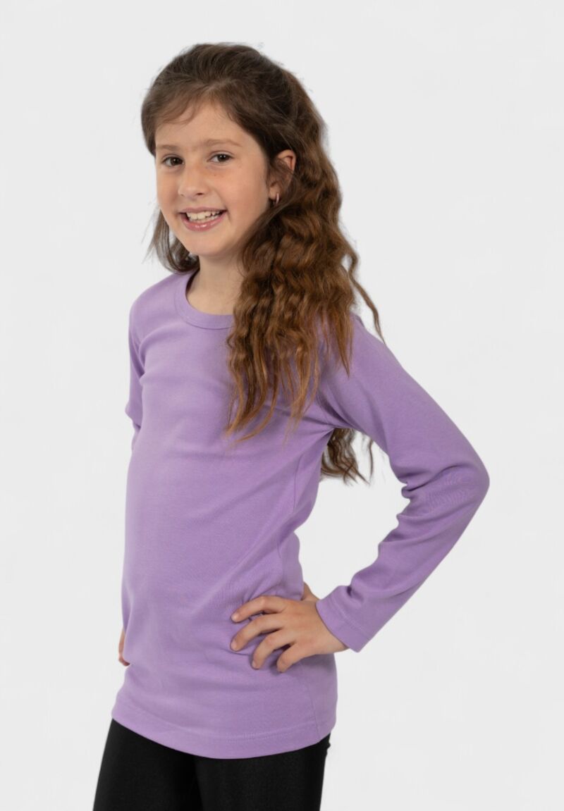 Παιδικό Φανελάκι Μακρυμάνικο 100% Βαμβακερό Λιλά| Nina Club