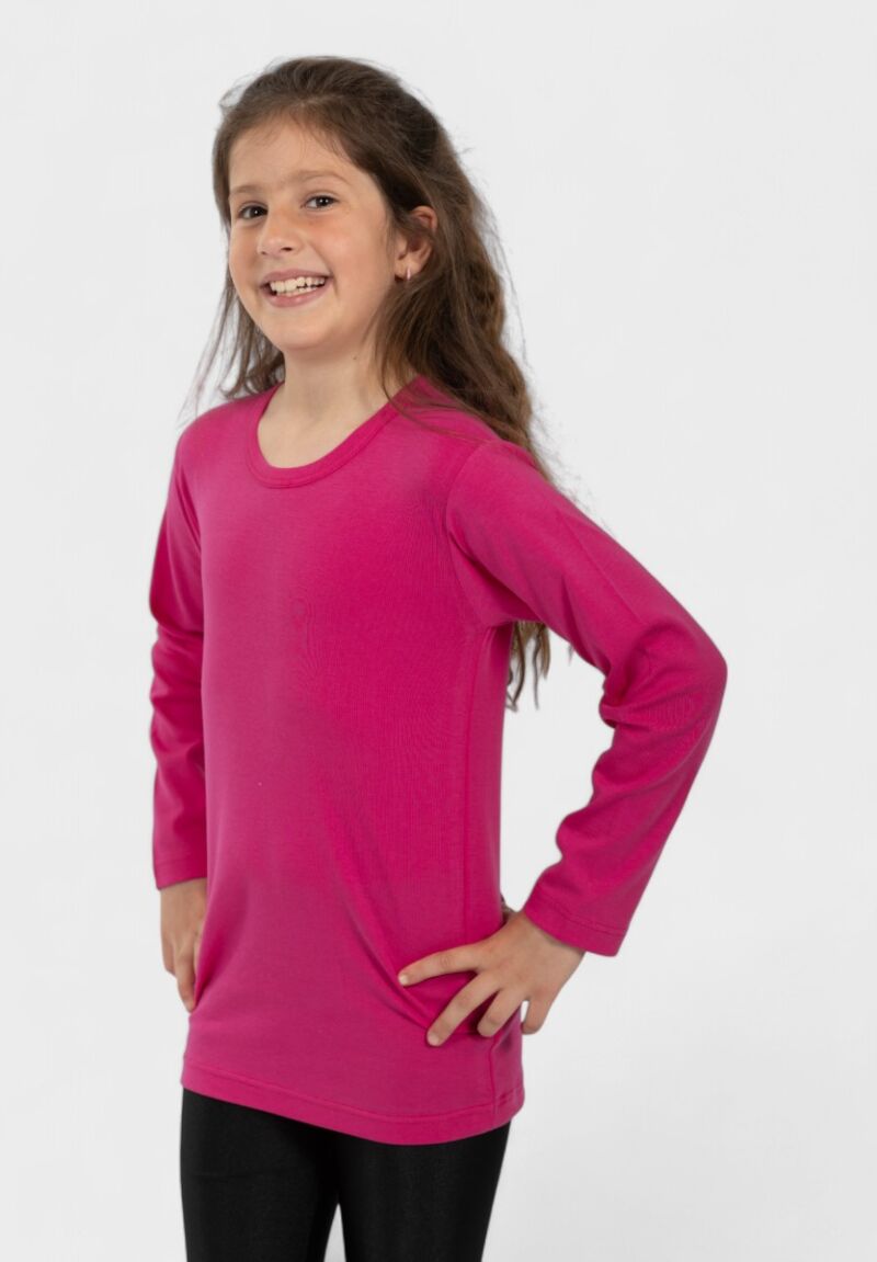 Παιδικό Φανελάκι Μακρυμάνικο 100% Βαμβακερό Φούξια | Nina Club