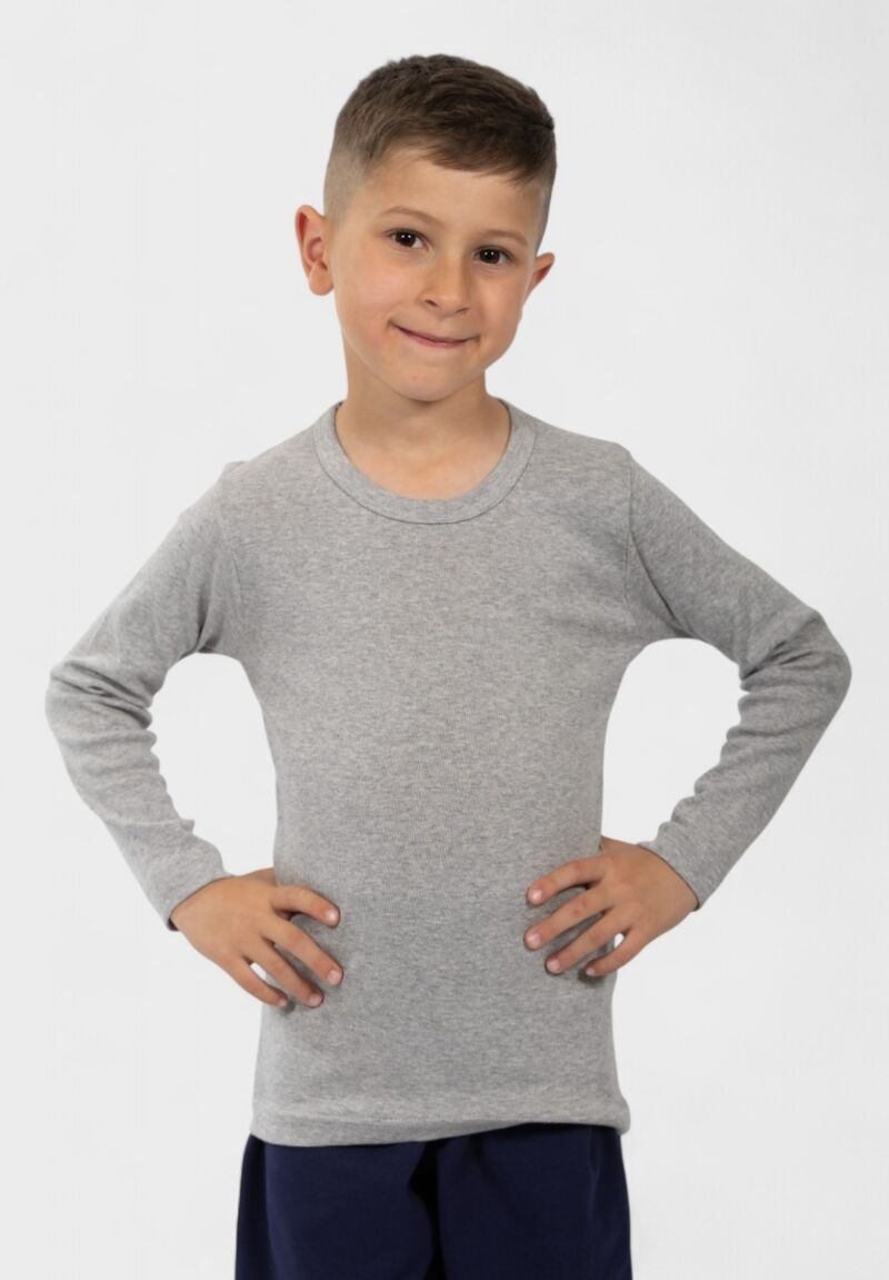 Παιδικό Φανελάκι Μακρυμάνικο 100% Βαμβακερό Γκρί | Nina Club