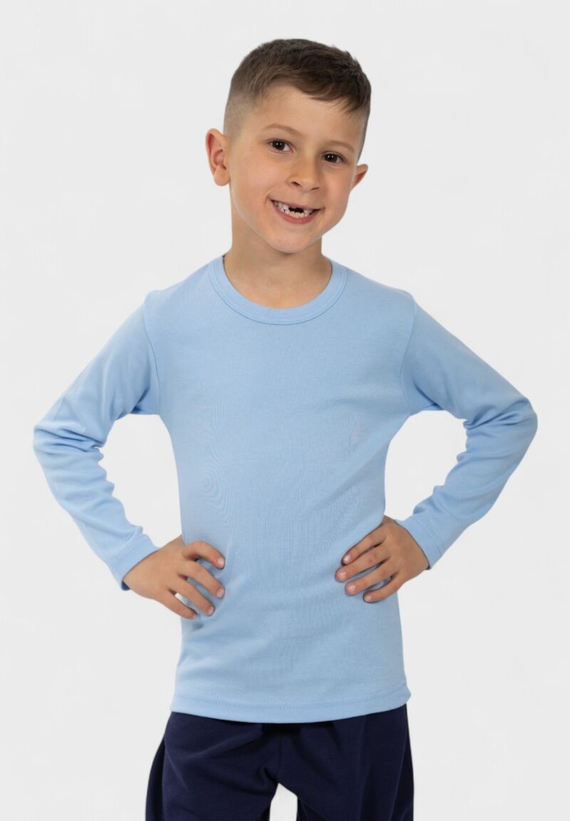 Παιδικό Φανελάκι Μακρυμάνικο 100% Βαμβακερό Σιέλ | Nina Club