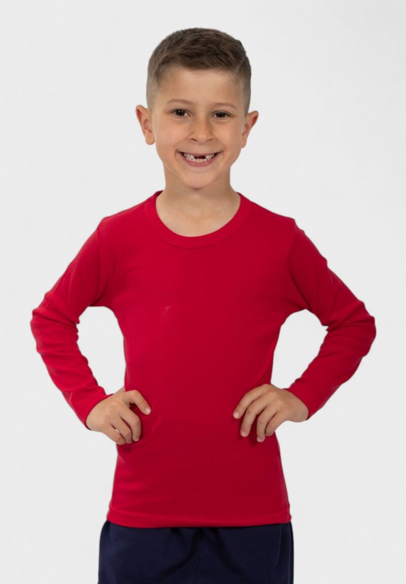 Παιδικό Φανελάκι Μακρυμάνικο 100% Βαμβακερό Κόκκινο| Nina Club