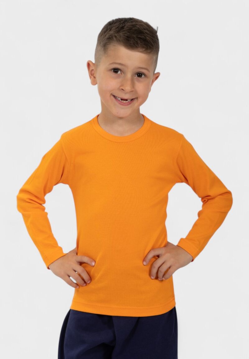 Παιδικό Φανελάκι Μακρυμάνικο 100% Βαμβακερό Πορτοκαλί| Nina Club