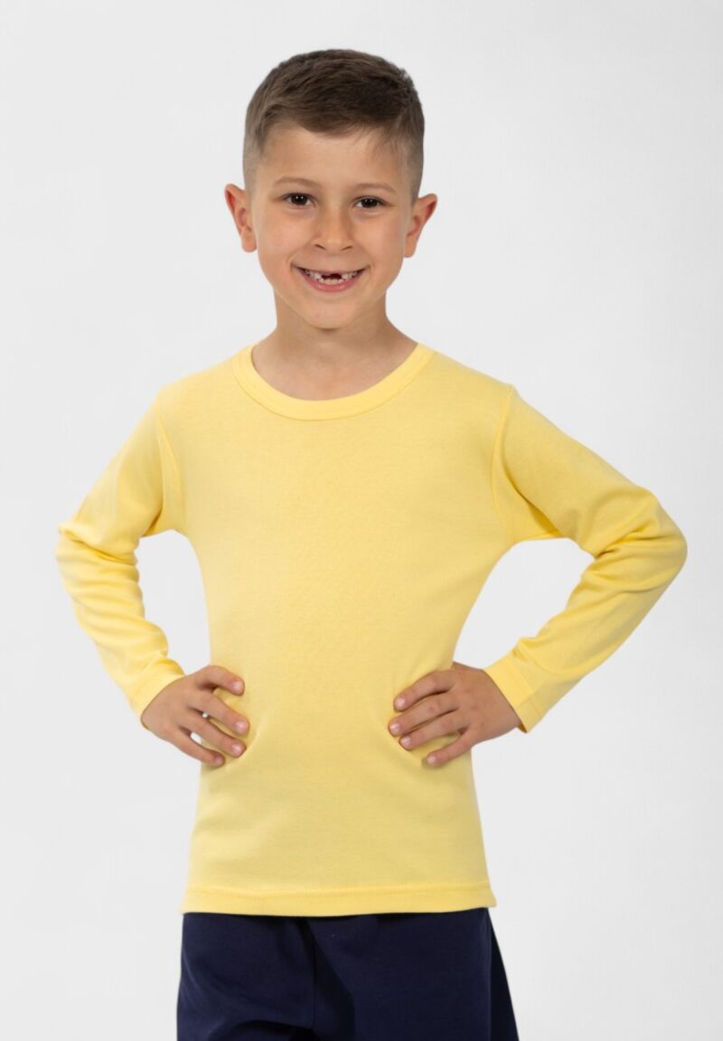 Παιδικό Φανελάκι Μακρυμάνικο 100% Βαμβακερό Κίτρινο | Nina Club