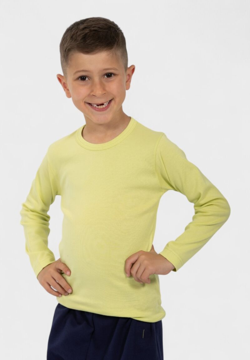 Παιδικό Φανελάκι Μακρυμάνικο 100% Βαμβακερό Λαχανί| Nina Club