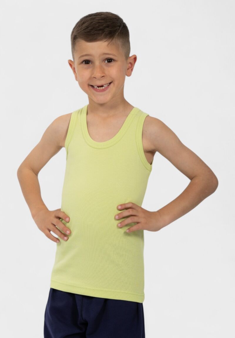 Φανελάκι παιδικό αμάνικο λαχανί Nina Club 100% βαμβάκι