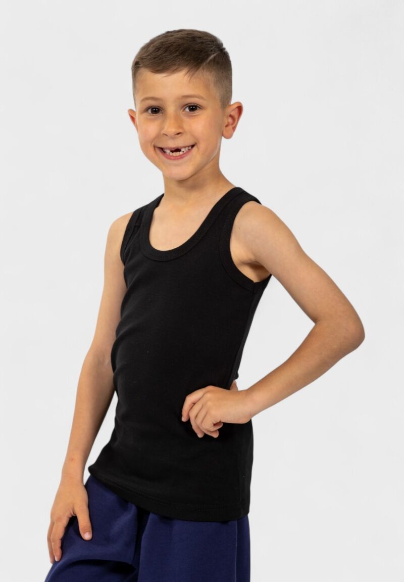 Φανελάκι παιδικό αμάνικο μαύρο Nina Club 100% βαμβάκι