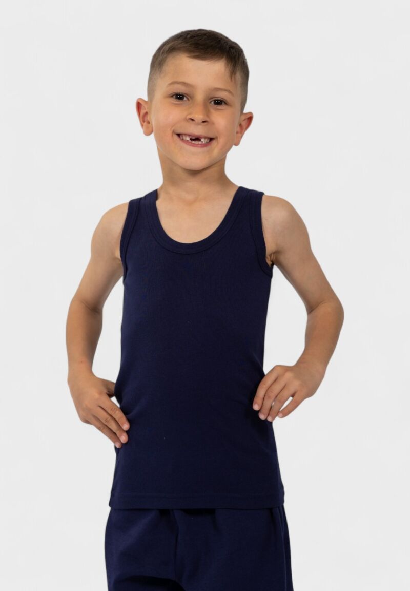 Φανελάκι παιδικό αμάνικο μπλέ Nina Club 100% βαμβάκι