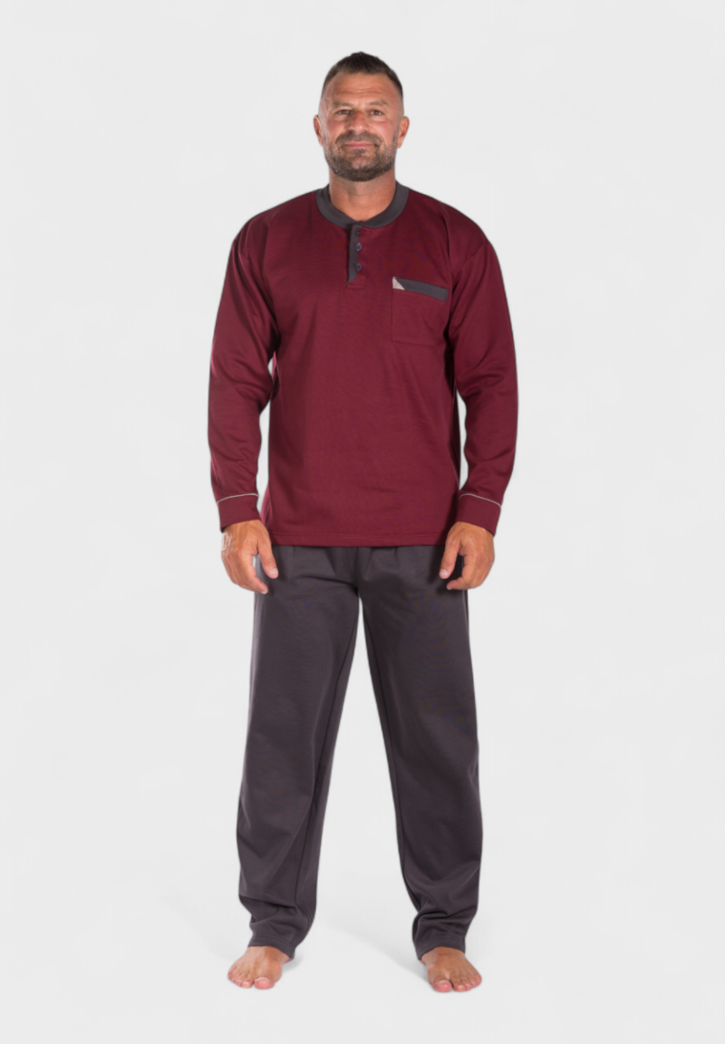 Πιτζάμα ανδρική φούτερ Collection Winter Colors Μπορντό