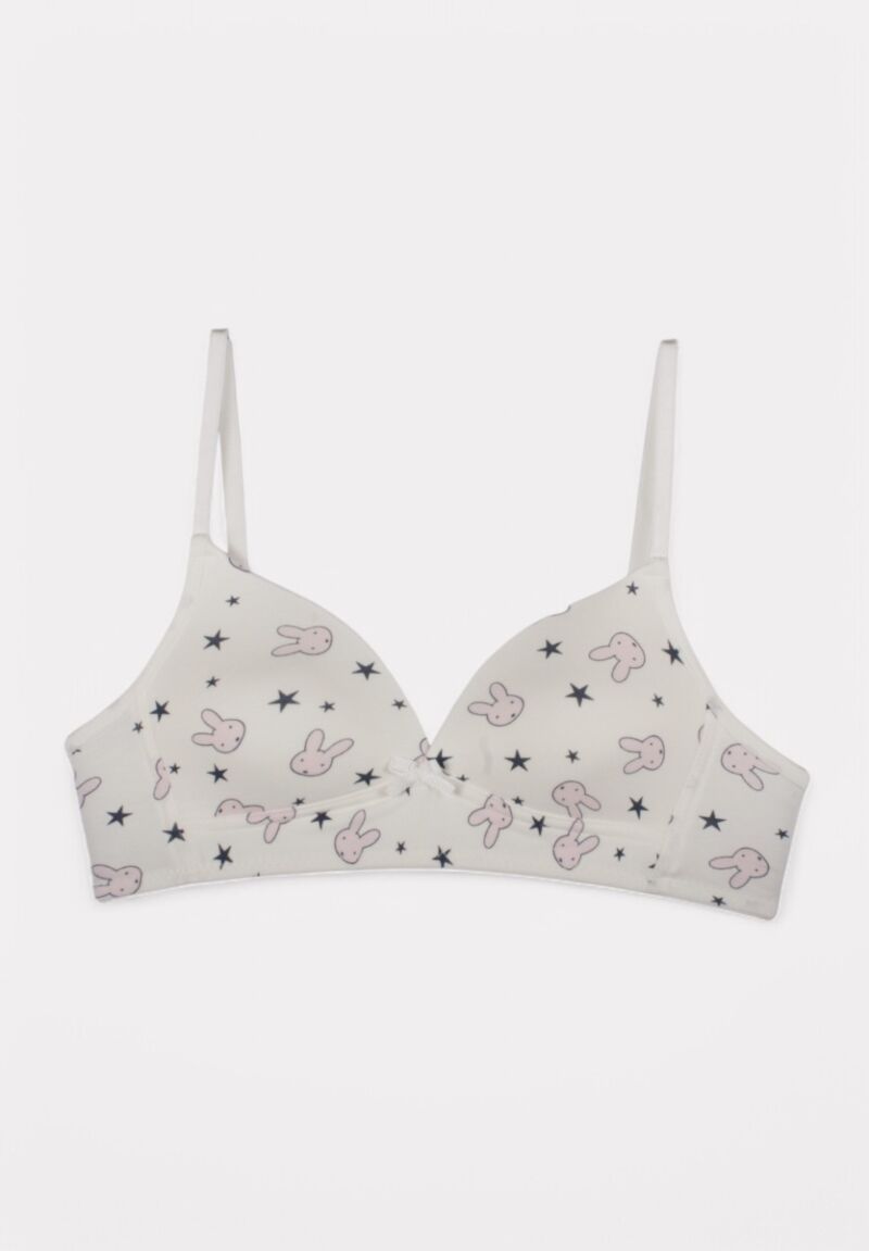 Σουτιέν Εφηβικό Βαμβακερό Biyo Kids Rabbits Εκρού 