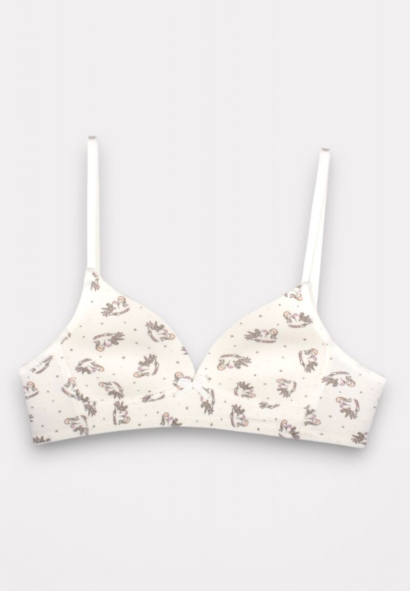 Σουτιέν Εφηβικό Βαμβακερό Biyo Kids Unicorn Εκρού