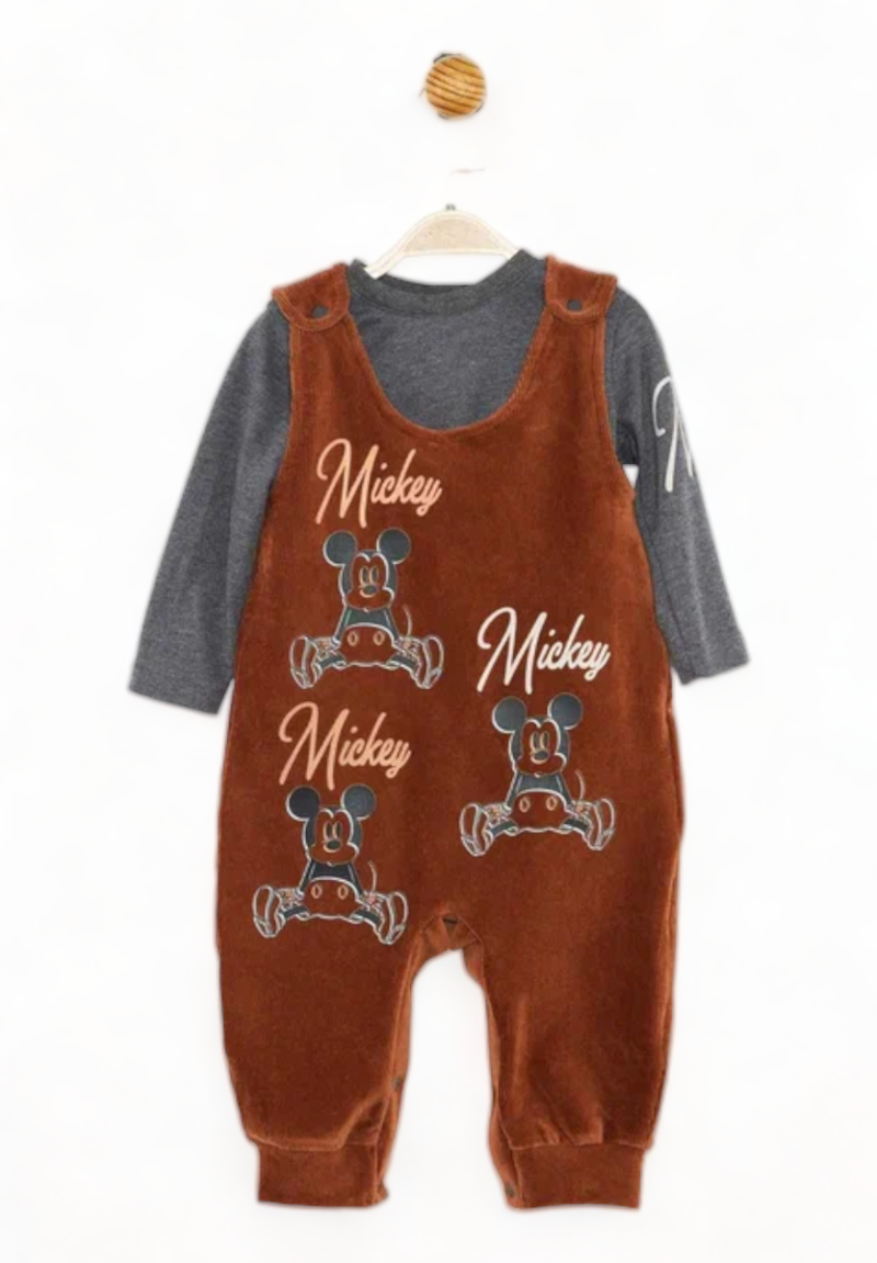 Βρεφική Σαλοπέτα Cimpa Mickey με ύφασμα κοτλέ καφέ