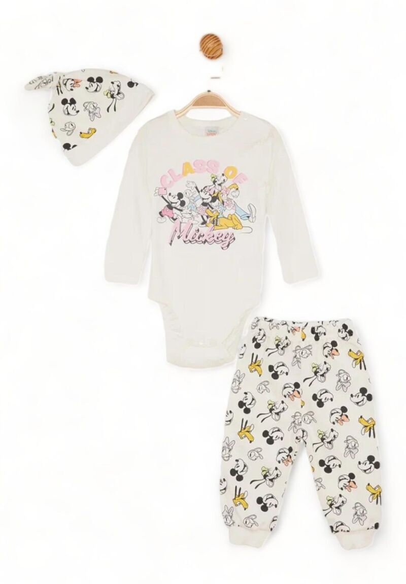 Βρεφικό σετάκι Cimpa με μακρύ μανίκι Disney Minnie Friends allover Εκρού