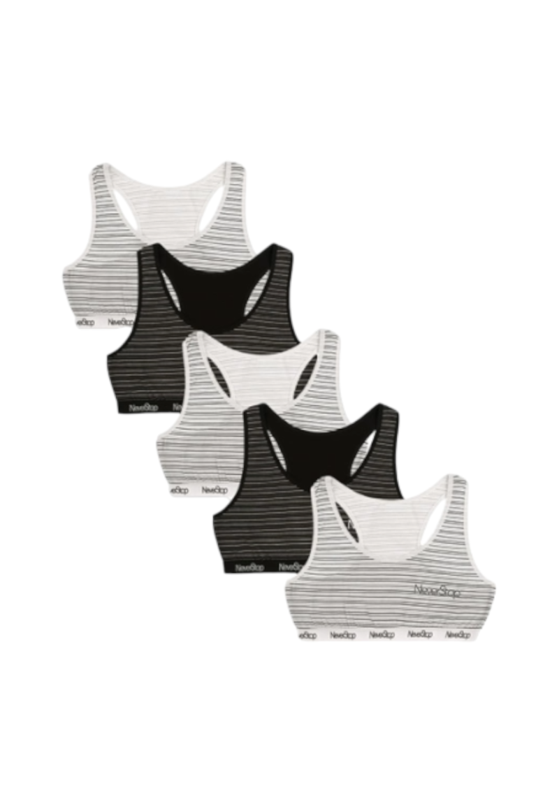 Μπουστάκια εφηβικά με φαρδιά τιράντα βαμβακερά Donella Never Stop σε συσκευασία 5 τεμ.