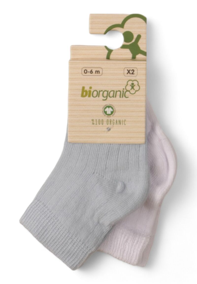 Κάλτσες Bebe από οργανικό βαμβάκι Biorganic White & Blue 2 Τεμ