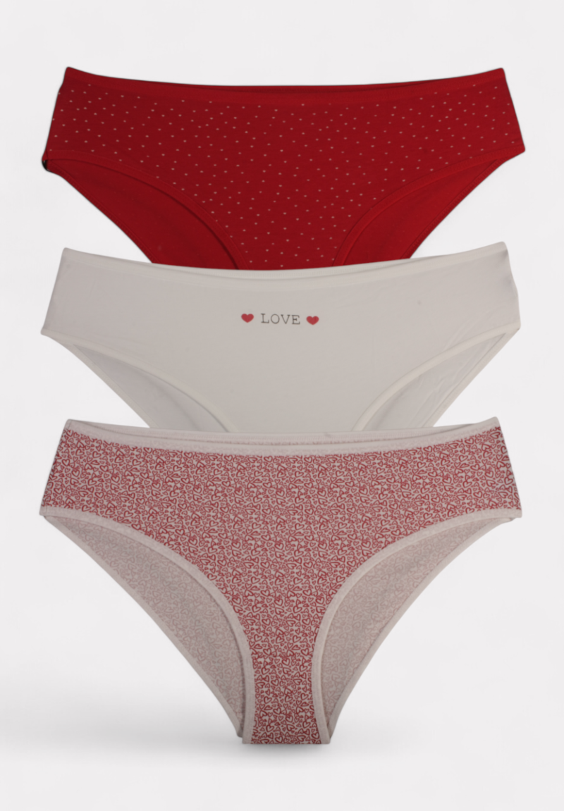 Σλιπ γυναικεία βαμβακερά ψηλόμεσα Berrak Love σε οικονομική συσκευασία 3 τεμαχίων